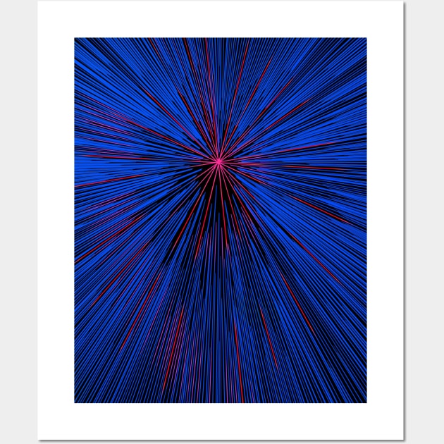 A colorful hyperdrive explosion - blue with neon red highlights version Wall Art by DaveDanchuk